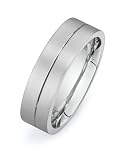 14k White Gold Custom Made 65 Mm Comfort Fit Brushed Satin Flat Wedding Band W Polished Groove Size S