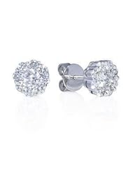 1.50 Carat Diamond 14k White Gold Cluster Flower Stud Earrings (VS1-G)