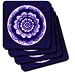 Lavender and deep royal purple fantasy mandala flower on midnight blue background - Set Of 4 Ceramic Tile Coasters