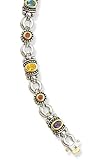 2/T antique oval design with multicolor CZ Solid Sterling Silver 7 1/4 Bracelet