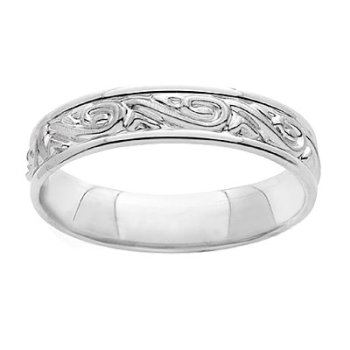 Women's Etruscan Inspired 14k White Gold Wedding Band, 4 3/4mm.