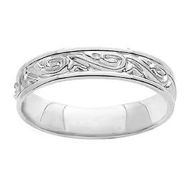 Women's Etruscan Inspired 14k White Gold Wedding Band, 4 3/4mm.