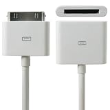 30 Pin Dock Extender Cable for iPod Touch Nano and iPhone (White 3.3 ft) By Bro Gifts