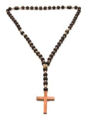 Red Color Wood Wall Rosary with Photographs - 36'' in Overall Length with 13 mm Wood Beads