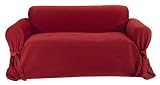 Classic Slipcovers Brushed Twill Loveseat Slipcover, Red
