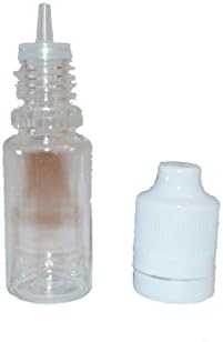 Evanesce - 10ml Clear PET Plastic Dropper Bottles with Long Dispenser Tip, Child Safety Cap (White) with Tamper Evident Ring and Braille Top - Pack of 50
