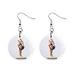 Gymnastics Gymnast #7 Dangle Button Earrings Jewelry 1 inch Round 12779173