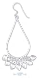 Sterling Silver 1 1/2 Inch Open Teardrop Earrings 7 Fringe Heart Dangles