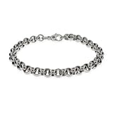 Eve's Addiction Mens Stainless Steel Circle Link Bracelet