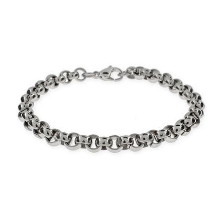Eve's Addiction Mens Stainless Steel Circle Link Bracelet