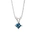 0.5 ct. Blue - I1 Princess Cut Diamond Solitaire Pendant with Chain
