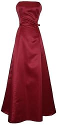 50's Strapless Satin Long Gown Bridesmaid Prom Dress Holiday Formal Junior Plus Size
