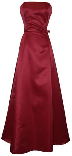 50's Strapless Satin Long Gown Bridesmaid Prom Dress Holiday Formal