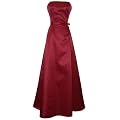50's Strapless Satin Long Gown Bridesmaid Prom Dress Holiday Formal Junior Plus Size