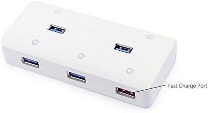 CUSTSIGNER® USB 3.0 Hub 7 Port [1 Quick Charge Port] 1 Feet Cable, White