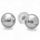 14k White Gold Ball 4mm Stud Earrings with Silicon covered Gold Pushbacks