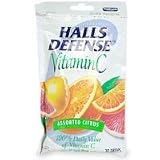 Halls Defense Vitamin C Supplement Drops, Assorted Citrus   30 Drops/ Bag, 12 Bags