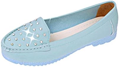 Hee Grand Women Fashion Diamond Round Toe Candy Color Loafers US 8.5 Blue