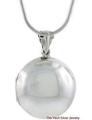 Sterling Silver 27mm Smooth Circle Shaped Locket TL57 (Pendant ONLY)