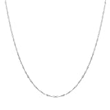 Duragold 14k White Gold Solid Singapore Chain Necklace (1.35mm), 20"