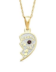 Grandmother Half Pendant in Sterling Silver with January Garnet Birthstone (Granddaughter Half sold seperately)