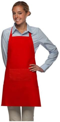 Kitchen Aprons Good Plain Pattern Washable Aprons Kitchen Apron with Pockets with Pocket for Kitchen Cooking (1, Red)