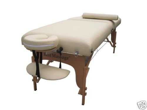 BestMassage 30 Cream Portable Massage Table Package(Includes FREE Carrying Case, Bolster, Adjustable Head Rest)
