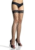 Valentine's Day Lycra Fence Net Thigh High Nylon Stocking with Lace Top