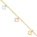 14k Gold Tri-color Heart Charms Bracelet