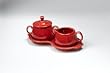 Fiesta Scarlet 821 Sugar and Creamer with Tray