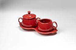 Fiesta Scarlet 821 Sugar and Creamer with Tray