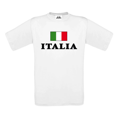 dress-puntos T-Shirt Italienfahne mit Italia Schriftzug drpt-t00620-5 Textil white / Motiv farbig Gr. XXL