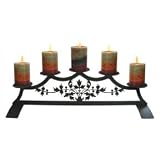 5 Tier Victorian Leaves Fireplace Pillar Candle Stand Candleholder - Wrought Iron by Sunkissed