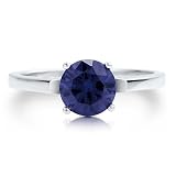 Sterling Silver 925 Round Sapphire Cubic Zirconia CZ Solitaire Ring - Nickel Free Engagement Wedding Ring