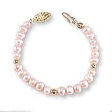 Pink Pearl Childs Bracelet with 14K Gold Plate Beads - Mom-N-Me