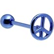 Blue Peace Sign Anodized Titanium Barbell