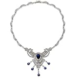 Regal Diamond Sapphire Platinum Necklace Over 40Ct (Holiday Special)