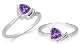 Trillion Cut Amethyst Ring Sterling Silver