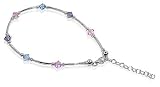 Blue Lvender & Aqua Swarovski Crystal Sterling Silver 9 9.5 10 Ankle Bracelet Anklet With Lobster Clasp