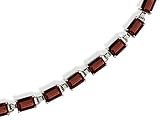 14K White Gold Genuine Emerald-cut Garnet Bracelet