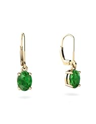 Genuine Emerald 14kt Yellow Gold Lever Back Earrings