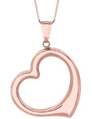 14K Pink Gold Open Heart Pendant on a 18 Inch Chain