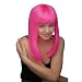 Neon Pink Straight Shoulder Length Fringe Bob Rave Wig