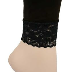 BLACK LACE BOTTOM FOOTLESS LEGGINGS