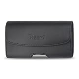 New Fashionable Leather Horizontal Pouch Protective Carrying Cell Phone Case with Belt Clip and Belt Loops Black