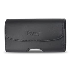 Fashionable Leather Horizontal Pouch Protective Carrying Cell Phone Case with Belt Clip and Belt Loops Black