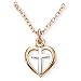 Sterling Silver-Gold Filled Two-Tone Cross and Heart Pendant and 13-inch Chain for Children