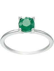 10K Gold 6mm Round Emerald Solitaire Ring