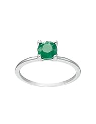 14K Gold 6mm Round Emerald Solitaire Ring