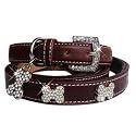 "Luxe Bone" 192 Swarovski crystals jewelled Leather Dog Collar - Chocolate / Large (15"-20")